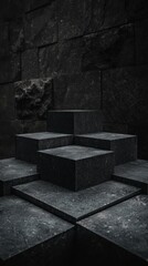 Dark Stone Cubes Abstract Background  3D Render  Minimalist  Geometric  Tiles  Texture