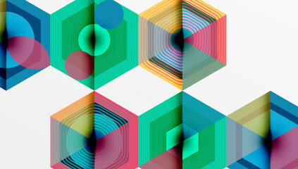 Hexagons, diamonds pattern. Geometric repeating hexagon background