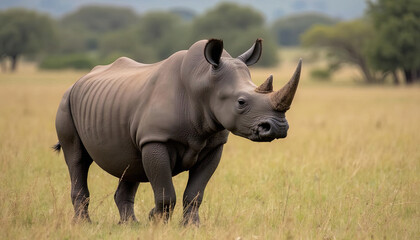 Obraz premium Black Rhino (Rhinocerotidae)Kenya is home , There are 35 - 50 black rhinos living in the Masai Mara