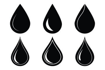 Drop of water icon silhouette set vector illustration.