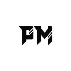 PM monogram logo design letter text name symbol monochrome logotype alphabet character simple logo