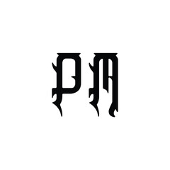 PM monogram logo design letter text name symbol monochrome logotype alphabet character simple logo