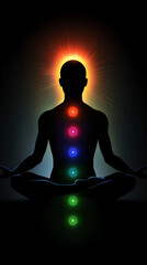 Concept of meditation and spiritual practice, expanding of consciousness, chakras and astral body activation, mystical inspiration image,