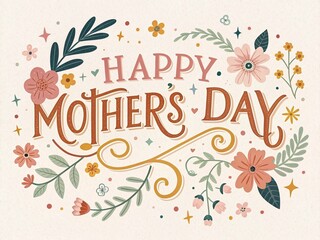 Happy mothers day greeting cards design with colorful flowers in pink, white  background