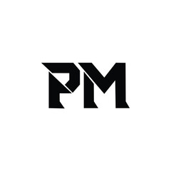 PM monogram logo design letter text name symbol monochrome logotype alphabet character simple logo