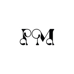 PM monogram logo design letter text name symbol monochrome logotype alphabet character simple logo
