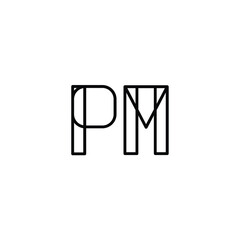 PM monogram logo design letter text name symbol monochrome logotype alphabet character simple logo