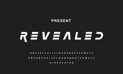 Obraz premium Modern Sports tech font typography. MINIMAL vector typeface for a company. Minimal gaming fonts for logo design.