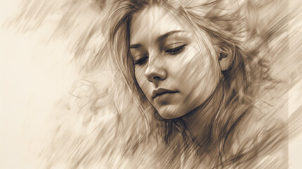 Depression woman sketch