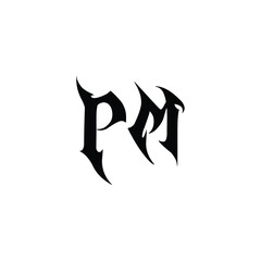 PM monogram logo design letter text name symbol monochrome logotype alphabet character simple logo