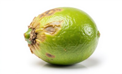 Ripe green lime with blemishes