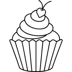 Modern Cupcake Line Art Vector Aesthetic