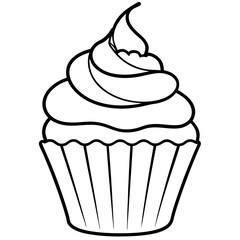 Modern Cupcake Line Art Vector Aesthetic