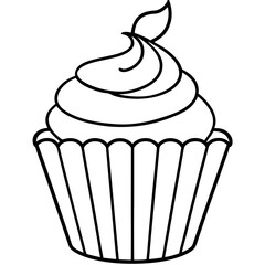 Modern Cupcake Line Art Vector Aesthetic
