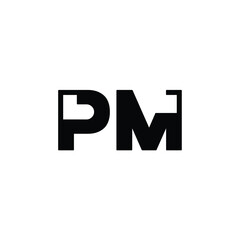 PM monogram logo design letter text name symbol monochrome logotype alphabet character simple logo