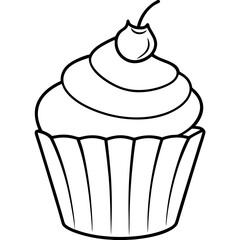 Modern Cupcake Line Art Vector Aesthetic