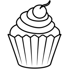 Modern Cupcake Line Art Vector Aesthetic