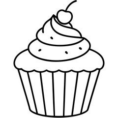 Modern Cupcake Line Art Vector Aesthetic