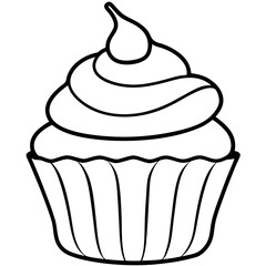 Modern Cupcake Line Art Vector Aesthetic