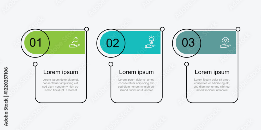 Poster 3 column infographic template. Step by step with icons suitable for business information and web presentation 
