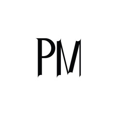 PM monogram logo design letter text name symbol monochrome logotype alphabet character simple logo