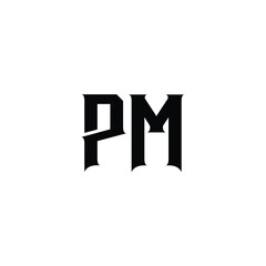 PM monogram logo design letter text name symbol monochrome logotype alphabet character simple logo