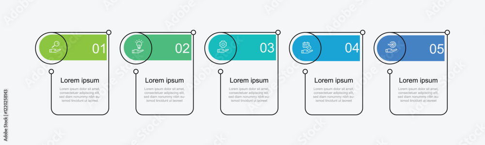 Poster Vector banner infographic template with line square concept and 5 step process or option 