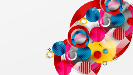 Abstract Circle Design with Overlapping Transparent Geometric Shapes