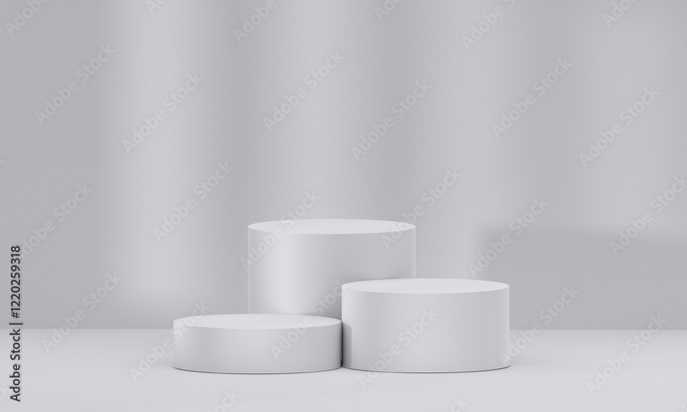 Canvas Prints 3d white podium with light and shadow. abstract geometric composition in minimalist design. 3d studi