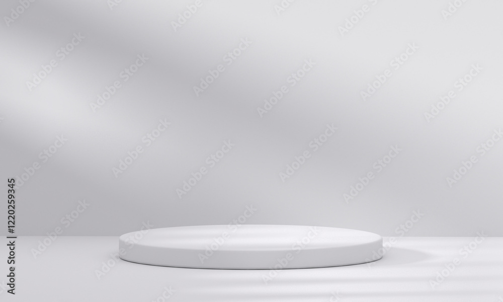 Wall mural 3d white podium with light and shadow. abstract geometric composition in minimalist design. 3d studi