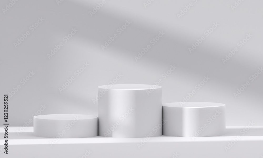 Wall mural 3d white podium with light and shadow. abstract geometric composition in minimalist design. 3d studi
