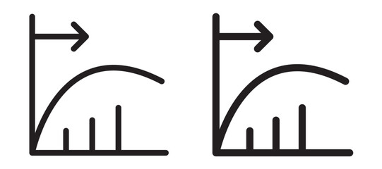 Diminishing returns icons in outline and stroke versions