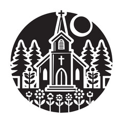 Obraz premium Church building icon. Simple illustration of church building vector icon for web design isolated on white background