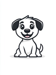Fototapeta premium Cute dog icon in simple line art style, showcasing an adorable puppy expression with a lively appearance, perfect for pet-related designs and illustrations