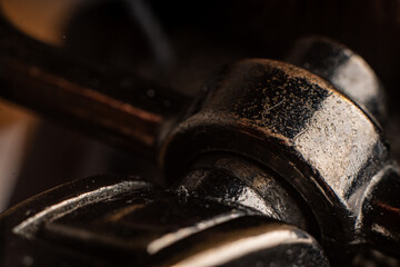 Close-up view of a textured metal surface highlighting abstract patterns and details