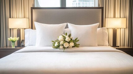 An enticing visual of upscale hotel room aesthetics.