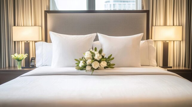 An enticing visual of upscale hotel room aesthetics.