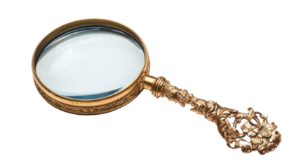 old magnifying glass isolated on white background 
