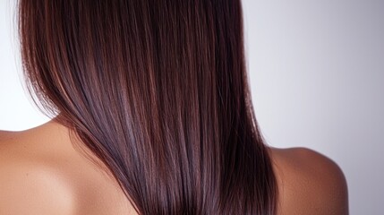 Naklejka premium Long Shiny Brown Hair Smooth Straight Healthy Woman s Back
