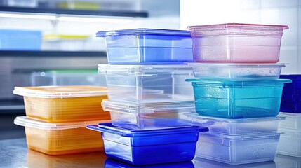 Clear plastic containers are perfect for organized storage.
