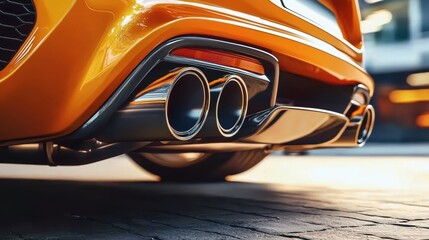 Obraz premium Close-up inspection of a spotless car exhaust system.
