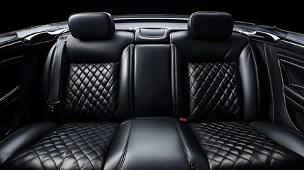 A car seat made of black leather.