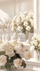 Elegant White Roses in Soft Focus Arrangement for Beautiful Decor