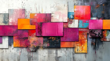 Abstract Colorful Rectangular Canvas Art Piece