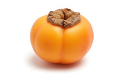 Bright orange persimmon fruit on white background