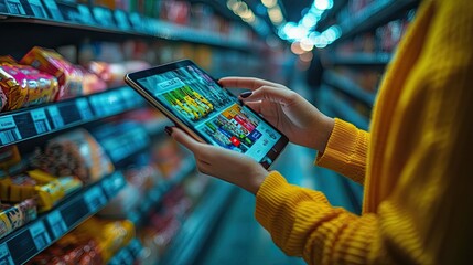 A person holding a tablet with a shopping app open, symbolizing online shopping, convenience, and modern retail, ideal for e-commerce businesses, technology brands, and retail marketing campaigns.
