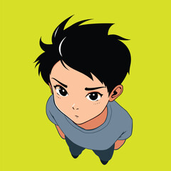 young boy manga style character vector