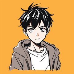 young boy manga style character vector
