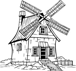Windmill house drawing