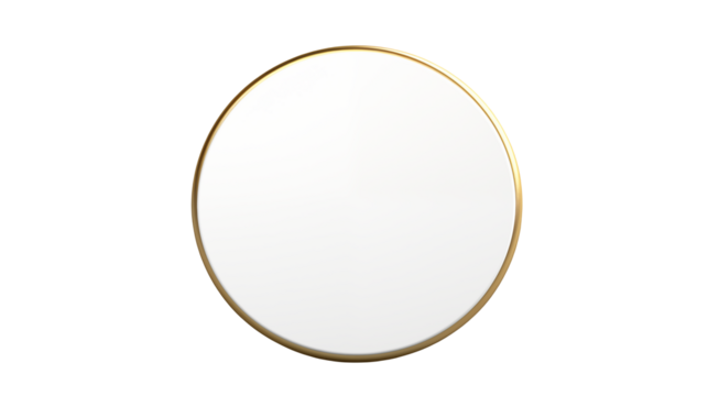 Elegant Round Gold Frame isolated on transparent background Minimalist Design
